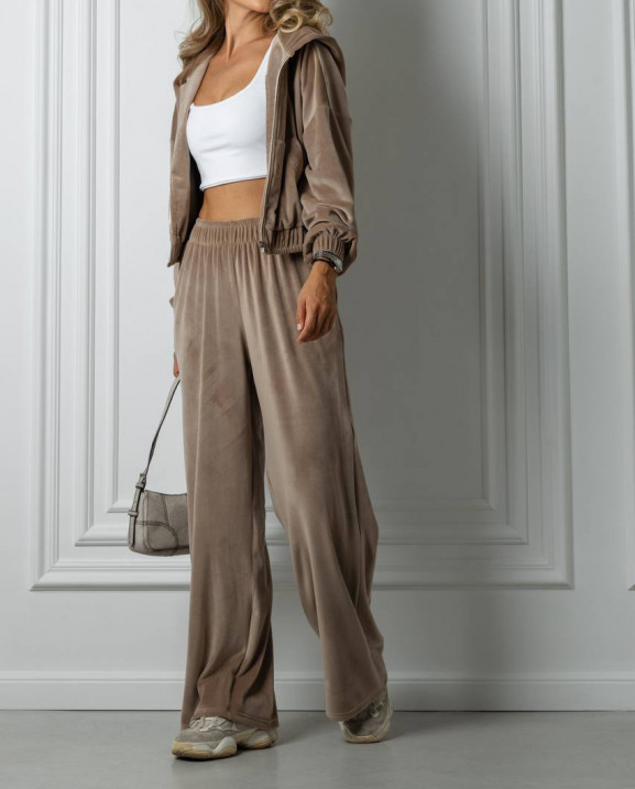 57 Велюровий костюм із капюшоном з прямими штанами